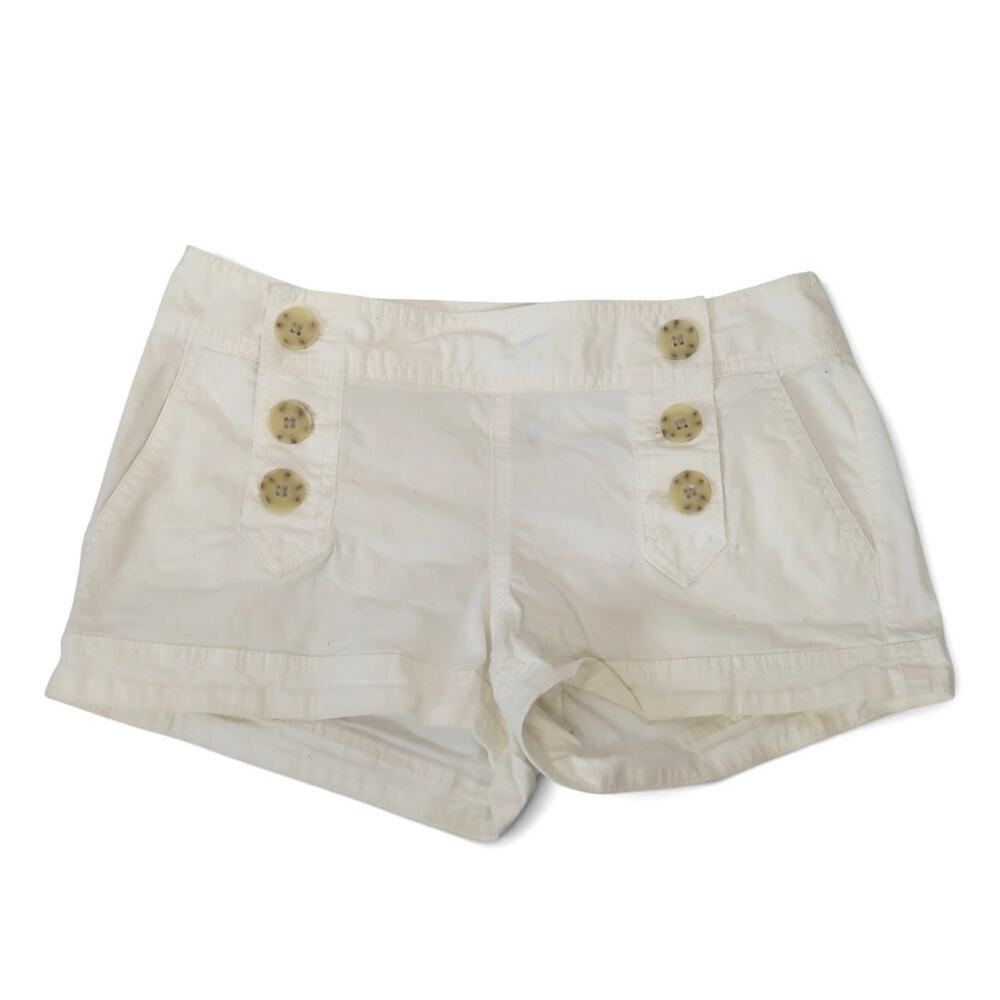 Vintage Y2K Express Cream White Low Rise Sailor Button Shorts Nautical